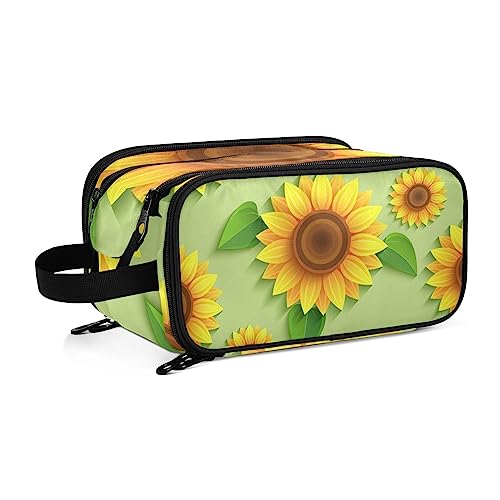 Kulturbeutel Sonnenblumen-Druck Große Kosmetiktasche Kulturtasche Waschtasche Make Up Tasche Waschbeutel Schminktasche für Damen Mädchen von YOUJUNER