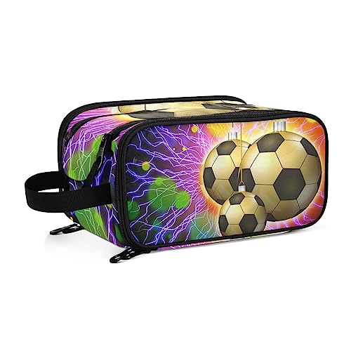 Kulturbeutel Sportball Fußball Große Kosmetiktasche Kulturtasche Waschtasche Make Up Tasche Waschbeutel Schminktasche für Damen Mädchen von YOUJUNER