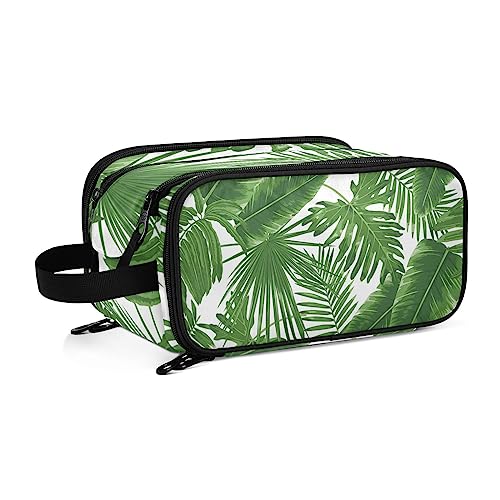 Kulturbeutel Tropische Palmblätter grün Große Kosmetiktasche Kulturtasche Waschtasche Make Up Tasche Waschbeutel Schminktasche für Damen Mädchen von YOUJUNER