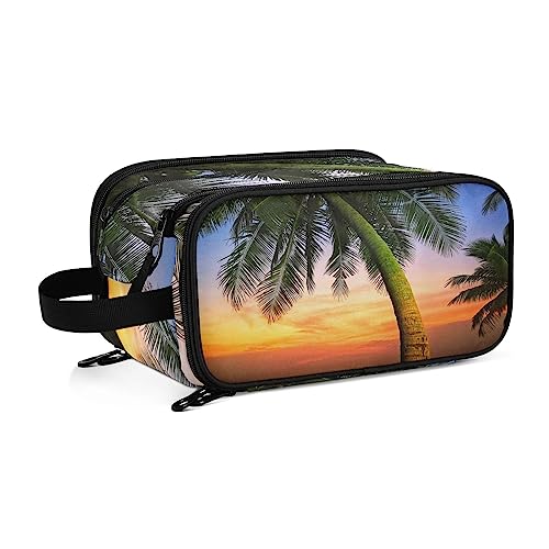 Kulturbeutel Tropische Strand-Palme Große Kosmetiktasche Kulturtasche Waschtasche Make Up Tasche Waschbeutel Schminktasche für Damen Mädchen von YOUJUNER