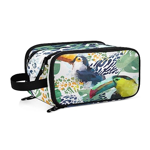 Kulturbeutel Tropischer Vogel Tukan Große Kosmetiktasche Kulturtasche Waschtasche Make Up Tasche Waschbeutel Schminktasche für Damen Mädchen von YOUJUNER