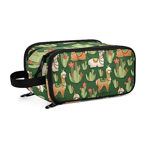 Kulturbeutel Tropisches Kaktus-Lama-Muster Große Kosmetiktasche Kulturtasche Waschtasche Make Up Tasche Waschbeutel Schminktasche für Damen Mädchen von YOUJUNER