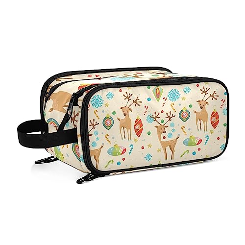 Kulturbeutel Weihnachtself Schneeflocken Große Kosmetiktasche Kulturtasche Waschtasche Make Up Tasche Waschbeutel Schminktasche für Damen Mädchen von YOUJUNER