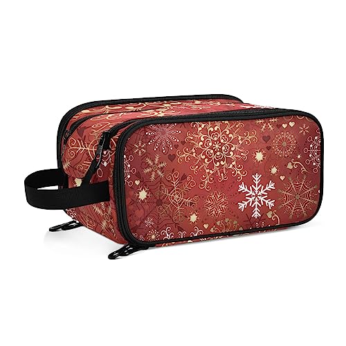 Kulturbeutel Weihnachtsschneeflocken-Muster Große Kosmetiktasche Kulturtasche Waschtasche Make Up Tasche Waschbeutel Schminktasche für Damen Mädchen von YOUJUNER