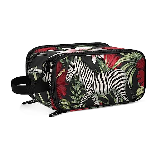 Kulturbeutel Zebra-Blume Große Kosmetiktasche Kulturtasche Waschtasche Make Up Tasche Waschbeutel Schminktasche für Damen Mädchen von YOUJUNER