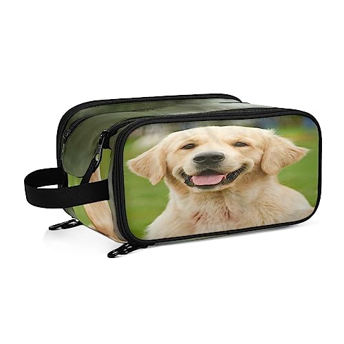 Kulturbeutel süßer Golden Retriever-Hund Große Kosmetiktasche Kulturtasche Waschtasche Make Up Tasche Waschbeutel Schminktasche für Damen Mädchen von YOUJUNER