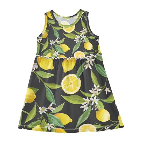Mädchen Kleid Frucht-Zitronen-Muster Sommerkleid A-Linie Ärmelloses Casual Kleid Baumwolle Kinder Partykleider von YOUJUNER