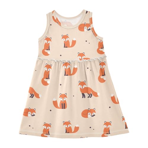 Mädchen Kleid Nettes Fuchs-Muster Sommerkleid A-Linie Ärmelloses Casual Kleid Baumwolle Kinder Partykleider von YOUJUNER