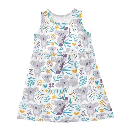 Mädchen Kleid Niedliches Koalabär-Muster Sommerkleid A-Linie Ärmelloses Casual Kleid Baumwolle Kinder Partykleider von YOUJUNER