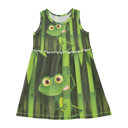 Mädchen Kleid Süßer Frosch Sommerkleid A-Linie Ärmelloses Casual Kleid Baumwolle Kinder Partykleider von YOUJUNER