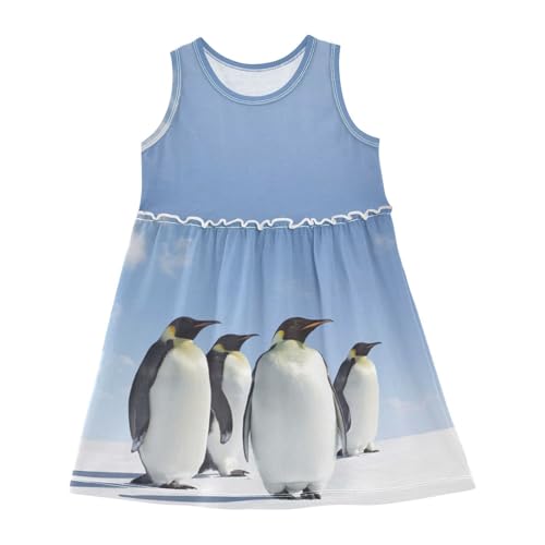 Mädchen Kleid Tier Pinguin Sommerkleid A-Linie Ärmelloses Casual Kleid Baumwolle Kinder Partykleider von YOUJUNER