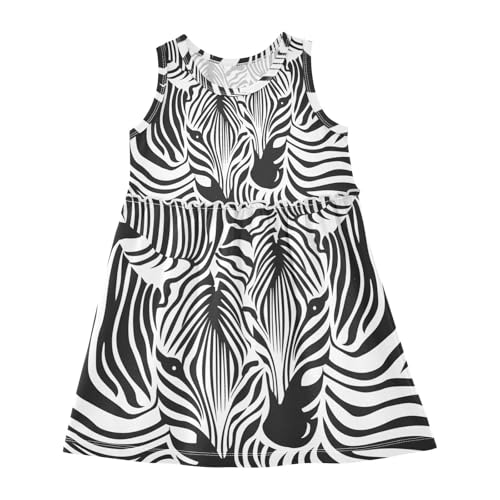 Mädchen Kleid Zebra-Druck Sommerkleid A-Linie Ärmelloses Casual Kleid Baumwolle Kinder Partykleider von YOUJUNER