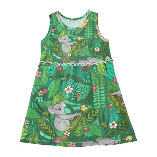 Mädchen Kleid süßes Australisches Koala-Muster Sommerkleid A-Linie Ärmelloses Casual Kleid Baumwolle Kinder Partykleider von YOUJUNER