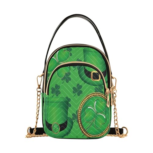 YOUJUNER Damen Crossbody Taschen Kleeblätter Grün Glücksklee St. Patrick's Day Kleine Handtasche Umhängetasche Kette Flugtasche PhoneBag Geldbörse Geldbörse, mehrfarbig, Einheitsgröße von YOUJUNER