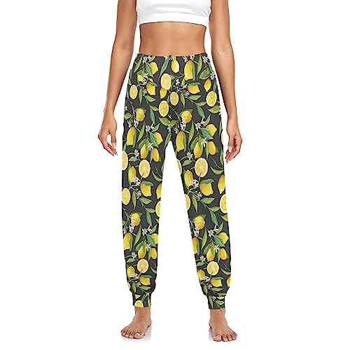 YOUJUNER Damen Haremshose Frucht-Zitronen-Muster Yogahose Tanzhose Jogginghose Yoga Pilates Hosen Freizeithosen Yoga Hose von YOUJUNER