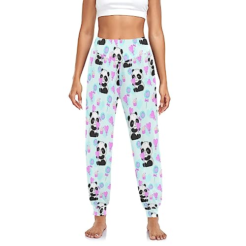 YOUJUNER Damen Haremshose süßes Panda-Muster Yogahose Tanzhose Jogginghose Yoga Pilates Hosen Freizeithosen Yoga Hose von YOUJUNER