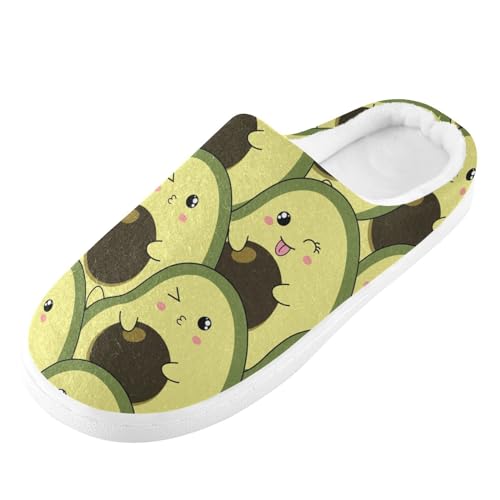 YOUJUNER Damen Herren Hausschuhe Cute Avocado-Muster Memory Schaum Weiche Pantoffeln Winter Plüsch Warme Slippers Unisex von YOUJUNER