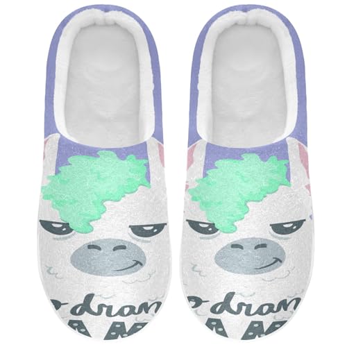 YOUJUNER Damen Herren Hausschuhe Cute Funny Lama Llama Alpaca Memory Schaum Weiche Pantoffeln Winter Plüsch Warme Slippers Unisex von YOUJUNER