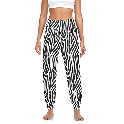 YOUJUNER Damen Hose Yogahose Zebra Print Hohe Taille Haremshose Bequeme Lose Lounge Hose Strandhose Sweatpants, mehrfarbig, M von YOUJUNER