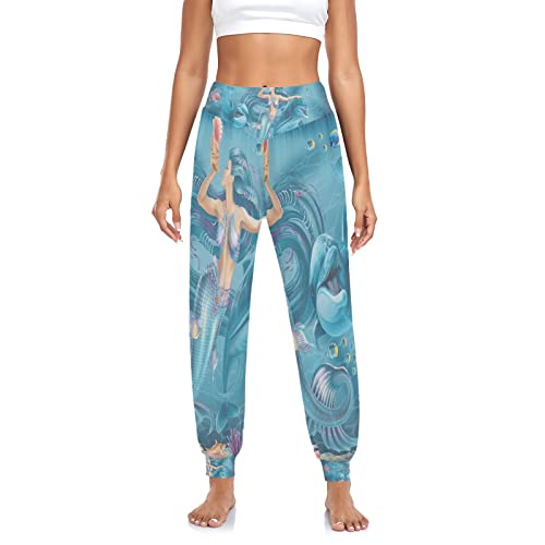 YOUJUNER Damen Meeresmeerjungfrau-Delfine Haremshose Yogahose Tanzhose Jogginghose Yoga Pilates Hosen Freizeithosen Yoga Hose von YOUJUNER