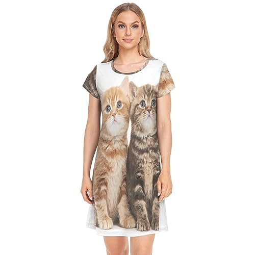 YOUJUNER Damen Nachthemden süßes Katze-Druck Nachtwäsche Kurzarm Schlafshirt Sommer Sleepshirt Nachtkleid Schlafhemd YOUJUNER Damen Nachthemden süßes Katze-Druck Nachtwäsche Kurzarm Schlafshirt Sommer Sleepshirt Nachtkleid Schlafhemd von YOUJUNER