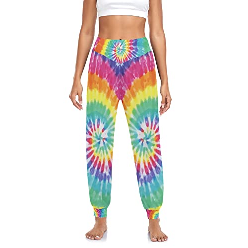 YOUJUNER Damen Regenbogen-Krawattenfarbe Haremshose Yogahose Tanzhose Jogginghose Yoga Pilates Hosen Freizeithosen Yoga Hose von YOUJUNER