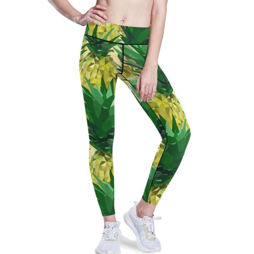YOUJUNER Damen Sport Leggings Ananas-Muster High Wasit Yogahose Sporthose Lange Yoga Leggins Jogginghose von YOUJUNER