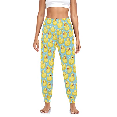 YOUJUNER Damen süßer Gelbe Enten Haremshose Yogahose Tanzhose Jogginghose Yoga Pilates Hosen Freizeithosen Yoga Hose von YOUJUNER