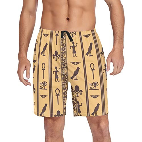 YOUJUNER Herren Casual Lounge Shorts Antike Ägyptische Hieroglyphen Pyjama Shorts Hose Sommer Shorts mit Taschen Elastische Taille, mehrfarbig, M von YOUJUNER