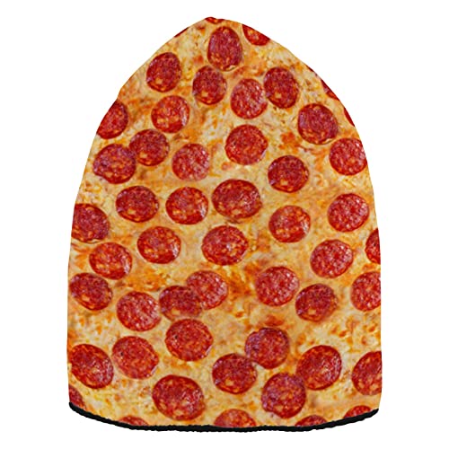 YOUJUNER Herren Damen Beanie Mütze 3D Pizza Print Beanie Cap Thermouhr Kappe Unisex Kopfbedeckung Totenkopf Mütze Bündchen Wintermützen, mehrfarbig, One size von YOUJUNER