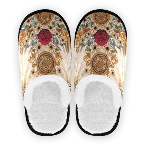 YOUJUNER Herren Damen Hausschuhe Barock Slippers für Frauen Warme Pantoffeln Haus Schuhe Bequeme Schlafzimmer Schuhe von YOUJUNER