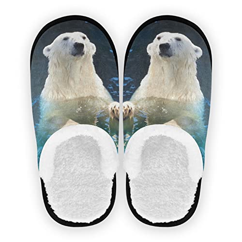 YOUJUNER Herren Damen Hausschuhe Netter weißer Eisbär Slippers für Frauen Warme Pantoffeln Haus Schuhe Bequeme Schlafzimmer Schuhe von YOUJUNER