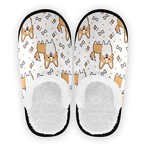 YOUJUNER Herren Damen Hausschuhe süße Welsh Corgi-Hundemuster Slippers für Frauen Warme Pantoffeln Haus Schuhe Bequeme Schlafzimmer Schuhe von YOUJUNER