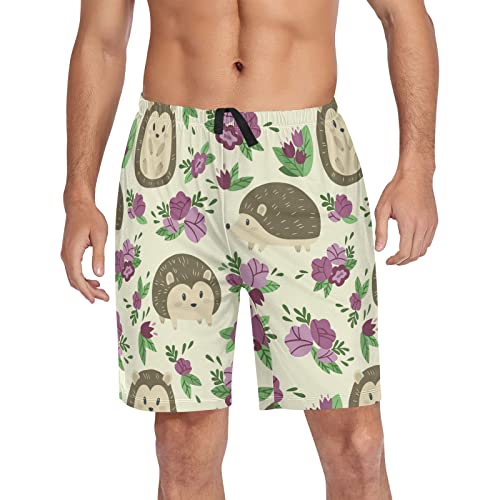 YOUJUNER Herren Shorts Netter Igel Schlafanzughosen Kurz Pyjamahose Badeshorts Sommer Shorts für Männer von YOUJUNER