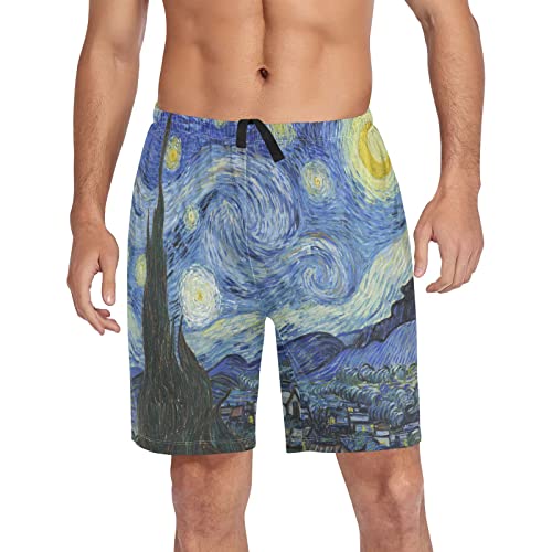 YOUJUNER Herren Shorts Van Gogh Sternennacht Schlafanzughosen Kurz Pyjamahose Badeshorts Sommer Shorts für Männer von YOUJUNER