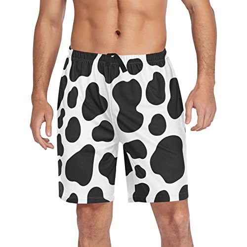 YOUJUNER Herren Shorts Weißer schwarzer Kuhfleck Schlafanzughosen Kurz Pyjamahose Badeshorts Sommer Shorts für Männer von YOUJUNER