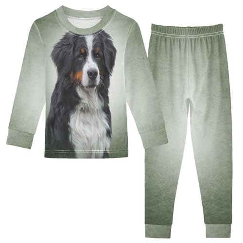 YOUJUNER Kinder Schlafanzug Set Berner Sennenhund Porträt Baumwolle Pyjama Langarm Nachtwäsche Zweiteilig Schlafanzüge Set für Jungen Mädchen von YOUJUNER