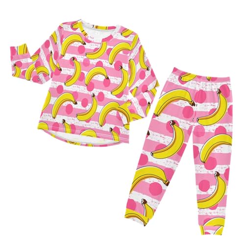 YOUJUNER Kinder Schlafanzug Set Gelbe Banane Pyjama Langarm Nachtwäsche Zweiteilig Schlafanzüge Set für Jungen Mädchen von YOUJUNER