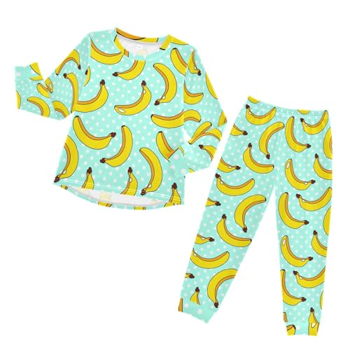 YOUJUNER Kinder Schlafanzug Set Gelbes Bananen-Muster Pyjama Langarm Nachtwäsche Zweiteilig Schlafanzüge Set für Jungen Mädchen von YOUJUNER