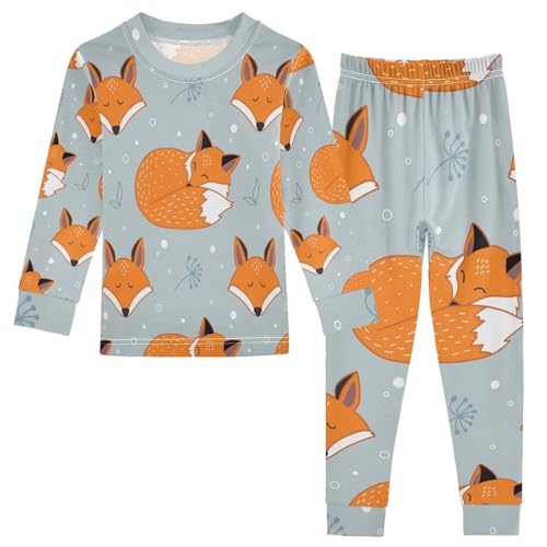 YOUJUNER Kinder Schlafanzug Set Nettes Fuchs-Muster Baumwolle Pyjama Langarm Nachtwäsche Zweiteilig Schlafanzüge Set für Jungen Mädchen von YOUJUNER