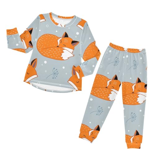 YOUJUNER Kinder Schlafanzug Set Nettes Fuchs-Muster Pyjama Langarm Nachtwäsche Zweiteilig Schlafanzüge Set für Jungen Mädchen von YOUJUNER