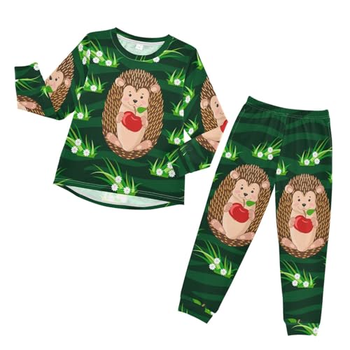 YOUJUNER Kinder Schlafanzug Set Nettes Igel-Muster Pyjama Langarm Nachtwäsche Zweiteilig Schlafanzüge Set für Jungen Mädchen von YOUJUNER