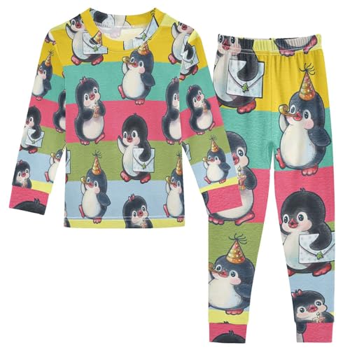 YOUJUNER Kinder Schlafanzug Set Niedliche Pinguine drucken Baumwolle Pyjama Langarm Nachtwäsche Zweiteilig Schlafanzüge Set für Jungen Mädchen von YOUJUNER