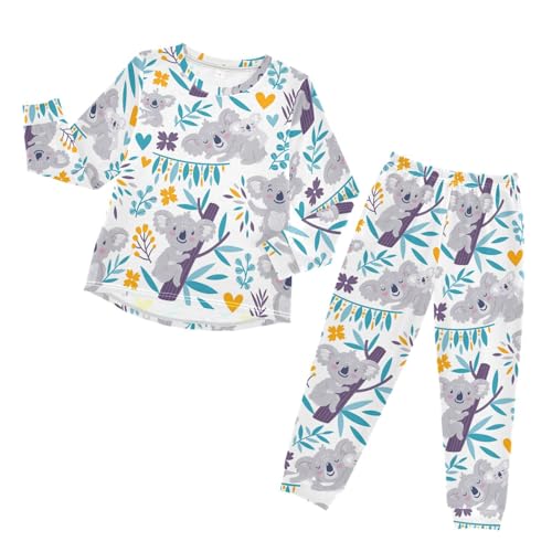 YOUJUNER Kinder Schlafanzug Set Niedliches Koalabär-Muster Pyjama Langarm Nachtwäsche Zweiteilig Schlafanzüge Set für Jungen Mädchen von YOUJUNER