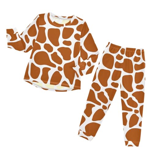 YOUJUNER Kinder Schlafanzug Set Tier Giraffenhautdruck Pyjama Langarm Nachtwäsche Zweiteilig Schlafanzüge Set für Jungen Mädchen von YOUJUNER