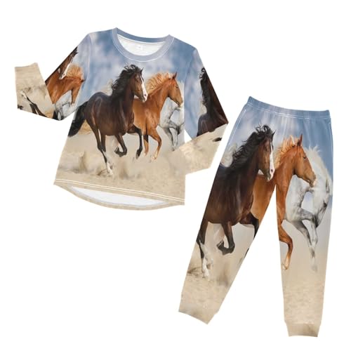 YOUJUNER Kinder Schlafanzug Set Tier Pferd Pyjama Langarm Nachtwäsche Zweiteilig Schlafanzüge Set für Jungen Mädchen von YOUJUNER