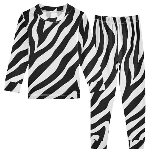 YOUJUNER Kinder Schlafanzug Set Zebra-Druck Baumwolle Pyjama Langarm Nachtwäsche Zweiteilig Schlafanzüge Set für Jungen Mädchen von YOUJUNER