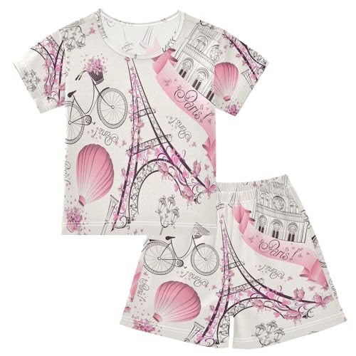 YOUJUNER Kinder Schlafanzug kurz Eiffelturm Paris Mädchen Pyjamaset Sommer Shorty Kleidung Zweiteiliger Baumwolle Nachtwäsche YOUJUNER Kinder Schlafanzug kurz Eiffelturm Paris Mädchen Pyjamaset Sommer Shorty Kleidung Zweiteiliger Baumwolle Nachtwäsche von YOUJUNER