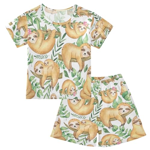 YOUJUNER Kinder Schlafanzug kurz Nettes Faultier Mädchen Pyjamaset Sommer Shorty Kleidung Zweiteiliger Baumwolle Nachtwäsche YOUJUNER Kinder Schlafanzug kurz Nettes Faultier Mädchen Pyjamaset Sommer Shorty Kleidung Zweiteiliger Baumwolle Nachtwäsche von YOUJUNER