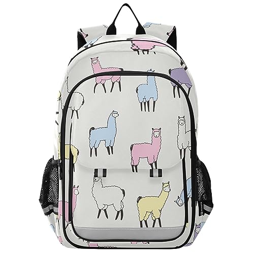 YOUJUNER Kinder Schulrucksack Nettes Lama-Muster Schulranzen Schultasche Sporttasche Backpack für Mädchen Jungen von YOUJUNER